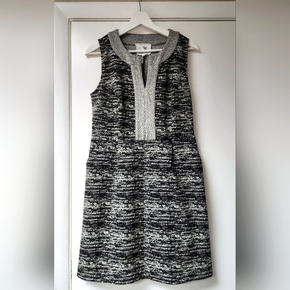 Anthropologie Tabitha Tema Dress Sheath Marled Stretch Knit In Grey And Black 8 - Picture 5 of 16